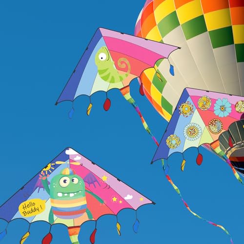 Kites for Kids Ages 4-8 8-12, 3 Pack Large Kites for Adults with Colorful Tail, Easy to Fly, Kids Kite for Beginner Boys Girls with 320 ft String