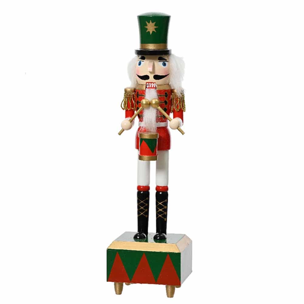 Kaemingk Soldatino Schiaccianoci Carillon Nutcracker in Legno con Tamburo 30cm