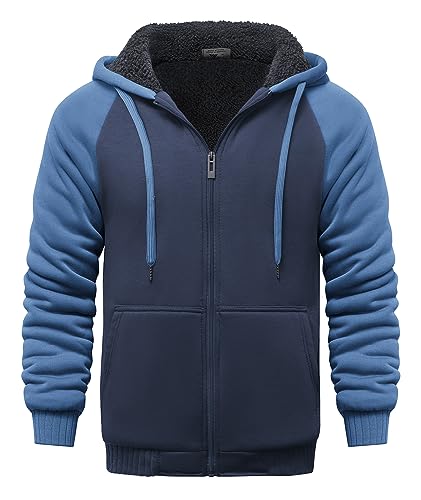 Image of GEEK LIGHTING Men's Fleece-Lined Zip Up Hoodie, Thick Hooded Jacket Winter Warm Athletic Sweatshirt