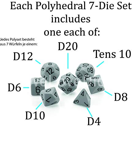 Chessex Dice: Polyhedral 7-Die Marble Dice Set - Ivory With Black #TOP6
