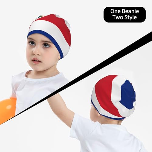 Costa rica Flag Children Hip Hop Knitted Hat Kids Elastic Leisure Knit Cap Warm Sleep Beanies Black4