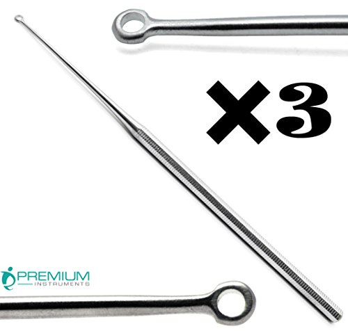 3× Buck Ear Blunt Curette #1 Surgical Straight 6.5