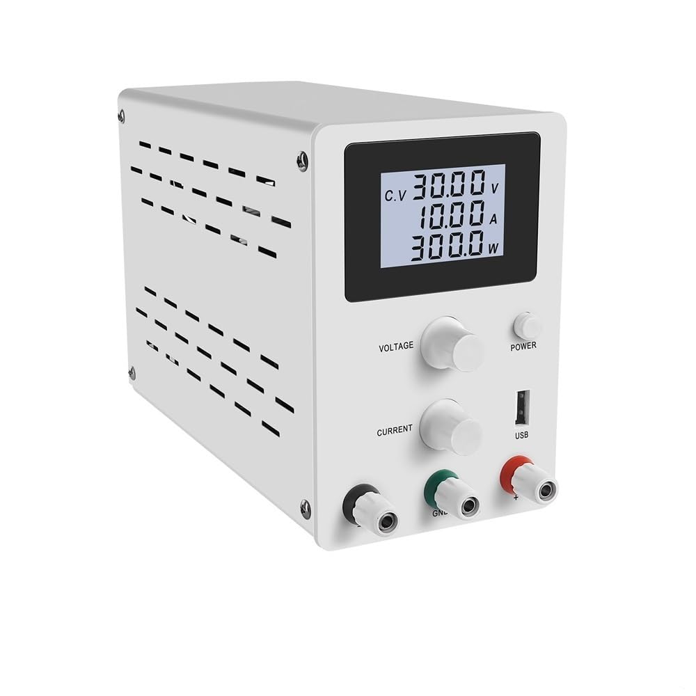 Fuente Alimentacion Regulable,Regulador de Voltaje Fuente de alimentación CC conmutada regulada por banco digital, 30 V, 10 A, 5 A, USB, ajustable, for laboratorio(R-SPS3010D W,220V)