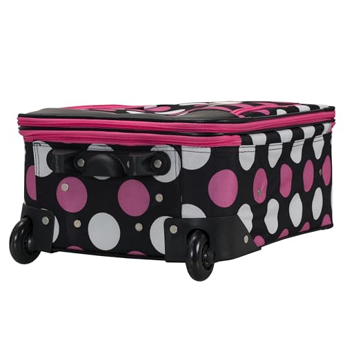 Image of Rockland Fashion Softside 2 Piece Luggage Set, Expandable, (14 inch Tote /19 inch Upright), Multi Pink Dot