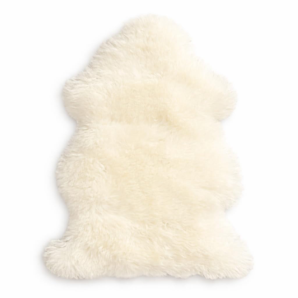 Cakla Lammfell Echt 120-130 cm - Schaffell Echt Groß - Fellteppich Weiss - Weich und Flauschig - Fell für Stühle - Lammfell Teppich - 100% Bio - Schafsfelle - Dekofell - Schafsfell Felle
