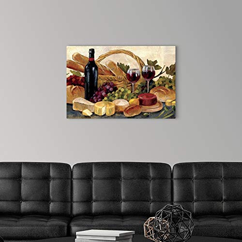 Tuscan Evening Wine Canvas Wall Art Print, Food Artwork #TOP3