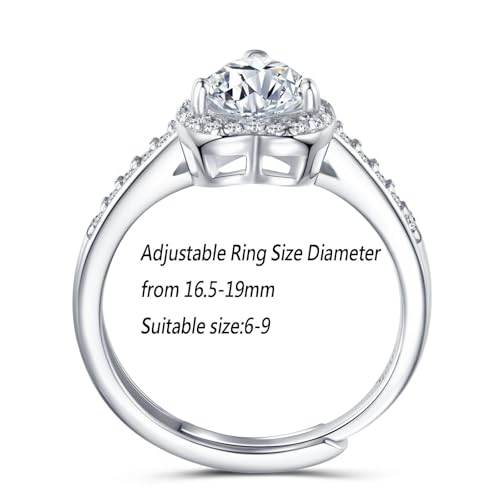 Atylyk 1 Carat G color VVS1 Moissanite Adjustable Engagement Flower Ring Wedding Promise 925 Sterling Silver Solitaire Rings for Women3
