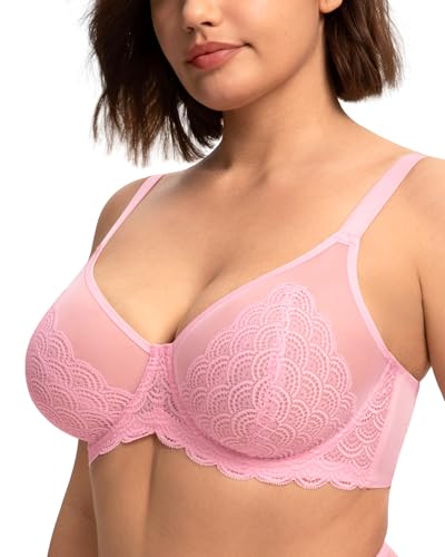 Image of HSIA Minimizer Bras for Women Large Bust Full Coverage Lace Plus Size Bra - Mermaid Scales