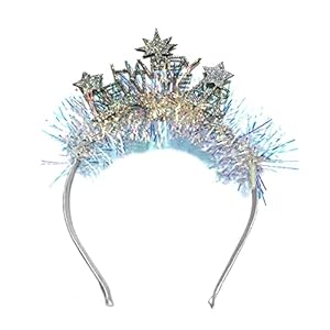 Soochat Happy New Year Headband Tiara New Year Headband Hair Hoop Headdress with Tinsel New Year Eve Party Supplies