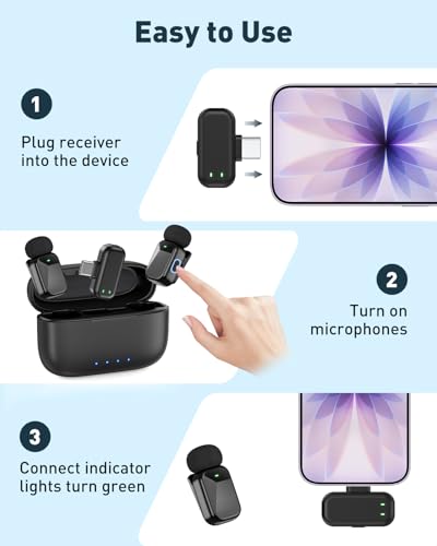 Image of PoP voice Mini Wireless Lavalier Microphone for iPhone 15 /16 /17 & Android, Lapel Mic with Noise Reduction, 30H Battery Life with Charging Case, Lav Mic for iPhone Vlogging, Video Recording, Podcast