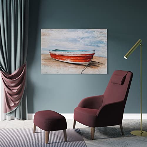 Vintage Poster Nautical Canvas Wall Art Hand Painted Red Boat Still Life Painting Modern Coast Pictu Wall Art Paintings Canvas Wall Decor Home Decor Living Room Decor Aesthetic 24X36Inch(60X90Cm) Fr #TOP3