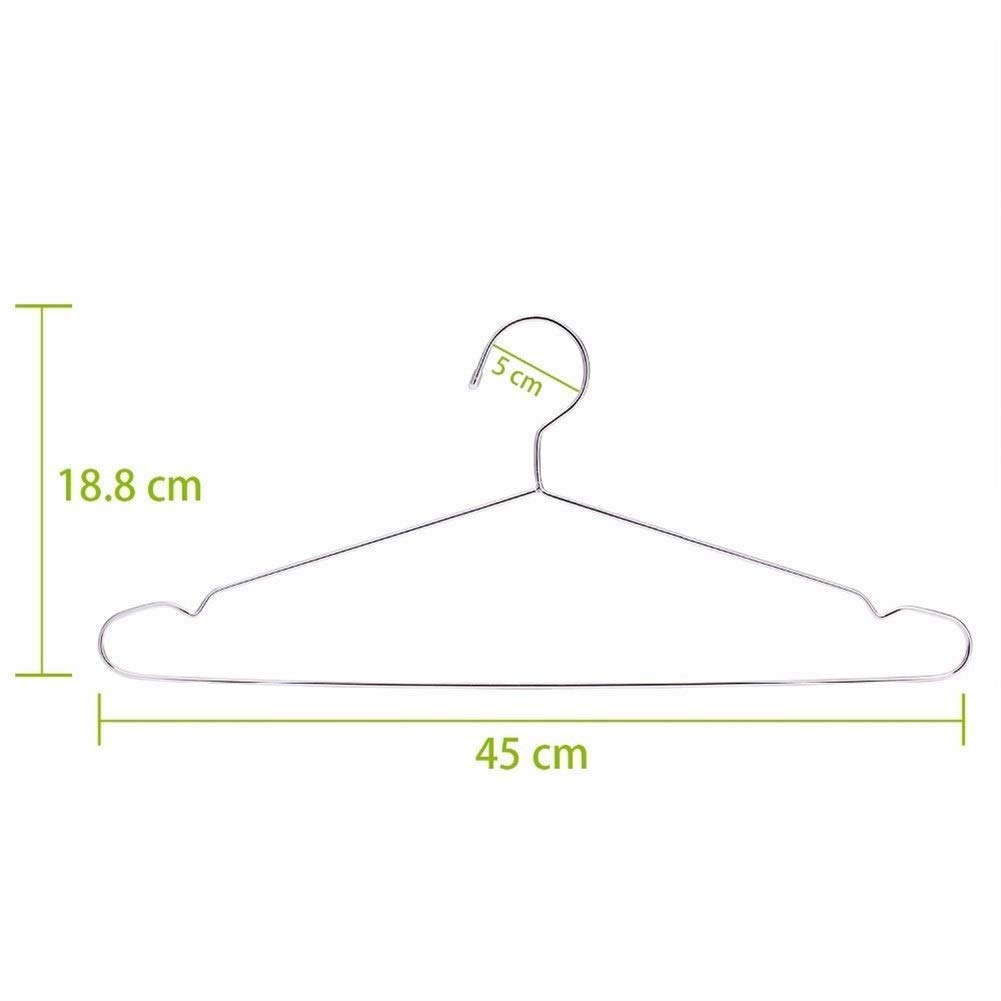 Perchas estándar de metal resistente de acero inoxidable de 45 cm, perchas duraderas para abrigos y trajes, lote de 20 unidades, diseño antideslizante, solución para ahorrar espacio