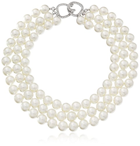 Kenneth Jay Lane Glass Pearl Three-Row Necklace, 18"