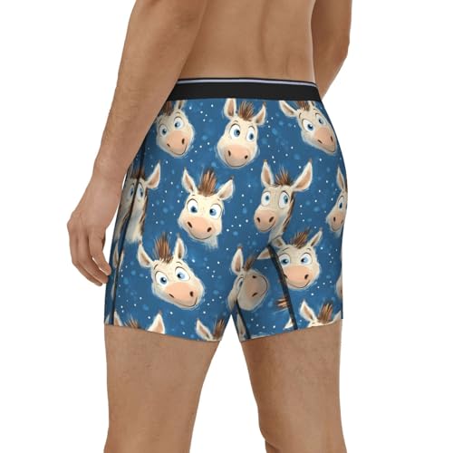 Mens Underwear, Funny Donkey Blue Print Boxers for Men, Soft Moisture-Wicking Breathable Boxer Briefs4