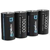 HEITECH 10000 Akku Mono D - 4× NiMH Wiederaufladbare Batterien mit min. 9300mAh & 1,2V - Akkus für Geräte mit hohem Stromverbrauch - Akkubatterien ideal für Spielzeug, Radio, Taschenlampe, Modellbau