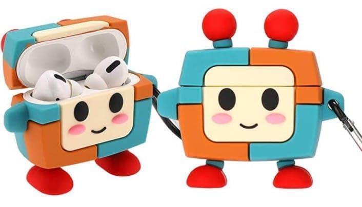 Image of Dezet Cute Soft Silicone Pouh Case for Airpods Pro GEN-2 (2022) � 3D Cartoon Animal Character Cover with Keychain Ring, Shockproof & Dustproof Protective Case for Kids & Girls (Kwai Robot Multi)