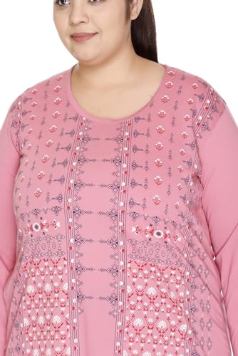 Image of RYSH Women's Plus Size Printed Kurta | Round Neck | 3 /4 Sleeve | Relaxed Fit