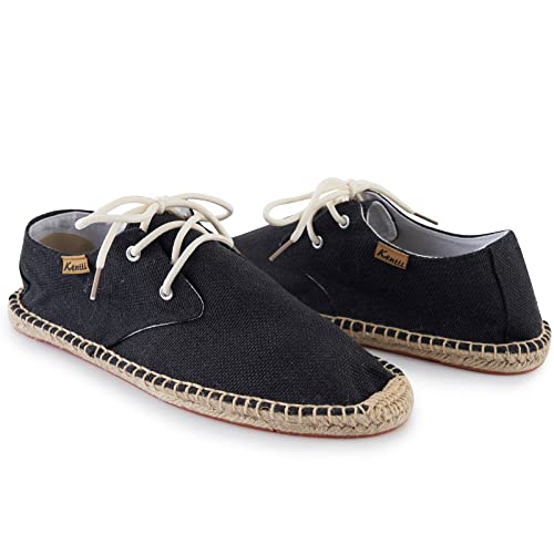 Men's Lace up Casual Canvas Slip on Flat Espadrille Shoes4