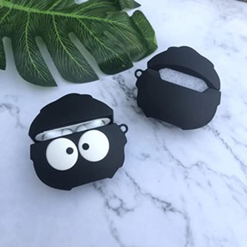 Image of Prolet Compatible with Airpods Pro Case Cover, Soft Silicone Cartoon Character Cover with Key-Chain, 360 Airpods Pro Protective Case Cover-Black Funny