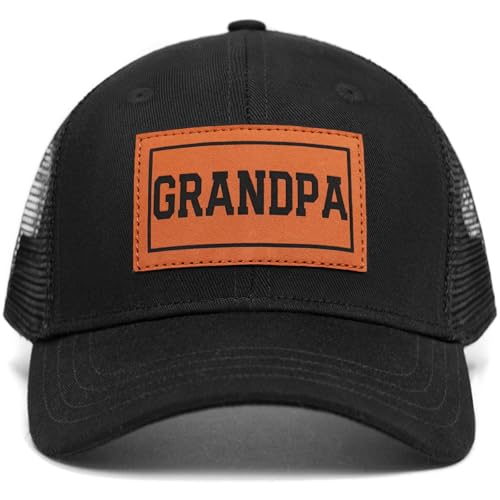 Image of Fathers Day Dad Papa Gifts from Daughter Son Wife, Unique Men's Hat for Dad Grandpa Husband, Leather Pattern Baseball Cap