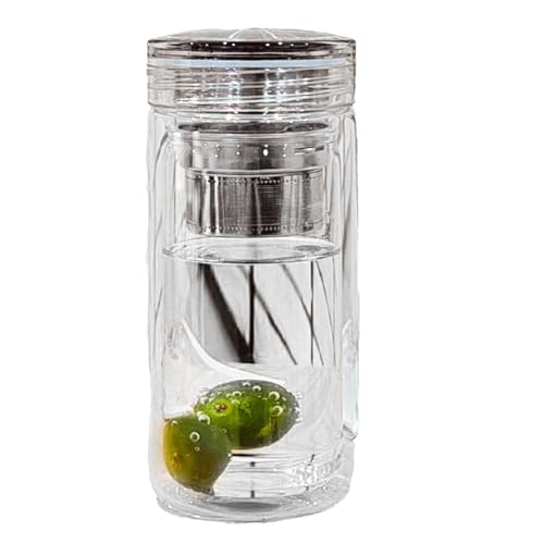 Uoqpty Tazas De Té De Vidrio | Taza Antifugas Con Filtro | Taza de Gran Capacidad Antifugas para Servir en Fiestas Auto Casa Familia Viajes Exteriores Colegas,Café Viaje Coche Acampada Familia Amigos