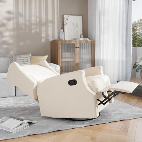 Sillón reclinable giratorio crema clásico miniatura 5
