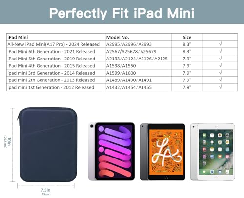 Image of TiMOVO 8-9 Inch Tablet Sleeve Case for All-New iPad mini 7 (A17 Pro, 2024), iPad mini 6 (8.3-Inch, 2021), iPad mini 5 /4 /3 /2 /1, Portable Protective Pouch Bag for iPad mini, Indigo