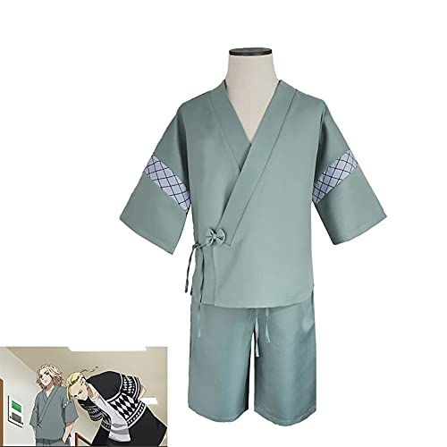 Wsoudmad 東京卍リベンジャーズ 子供服 佐野万次郎 マイキー コスプレ 衣装 日常服 着物 和服 キッズ 子供用 変装 東京卍會 総長 さのまんじろう こどものコスプレ 浴衣 コスチューム アニメ 祭り ハロウィン クリスマス 仮装