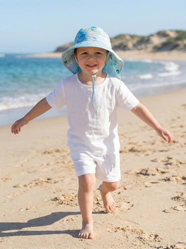 Image of icolor Kids Sun Hat UPF50+ Sun Protection Bucket Hat Toddler Summer Beach Play Hats with Neck Flap for Girl Boy Ages 3~10