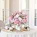 Dremisland Artificial Flowers Like Real Artificial Bouquet 2 Packs Silk Artificial Roses Bouquet with Daisy Chrysanthemum Pink Flowers for Valentines Day Centerpiece Table Wedding Party Decor