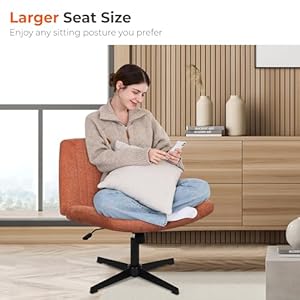 NEO CHAIR Criss Cross Chair Armless Legged Office Desk Chair No Wheels Swivel Modern Ergonomic Vanity Fabric Wide Comfy Computer Task Chairs for Home Office Brown