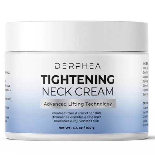 DERPHEA Neck Cream For Tightening And Firming: Advanced Neck Tightening Cream - Tighten And Lift Neck Cream For Wrinkle & Fine lines - Loose & Sagging Skin On Face, Neck, Chest & Decollete - 3.4 Oz