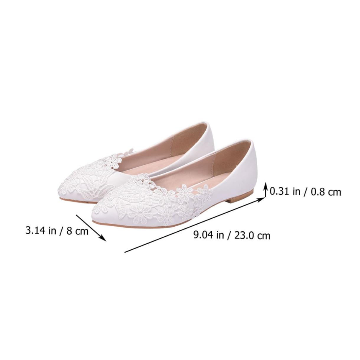 COLLBATH Hochzeitsschuhe Ballerinas Aus Spitze Kleid Braut- Frau Schuhe Elegante Flache Flache Damen Bestiegen Hochzeit Spitzen Damen Sohle: Gummi Weiß