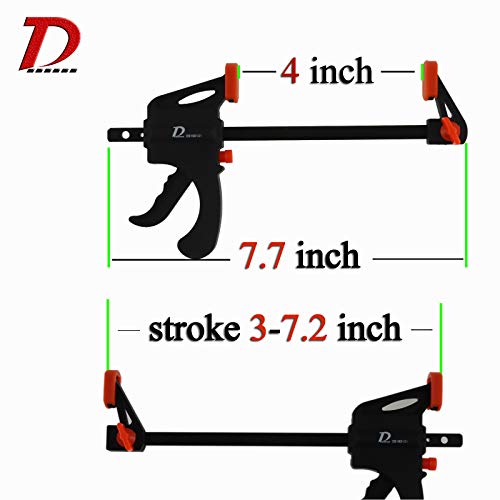 image for D DUSSAL Quick Grip Clamps for Woodworking 2 Different Size Ratchet Ba