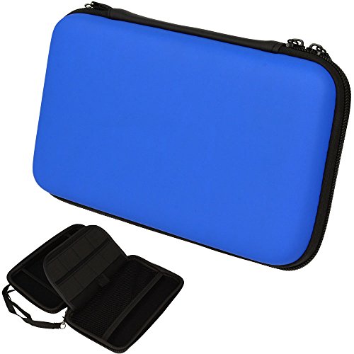 TECHGEAR Carcasa Compatible con Nintendo 2DS XL   Funda Dura Protectora de Viaje y Llevar para 2DS XL + Tarjetas de Juego + Accesorios [BLU]