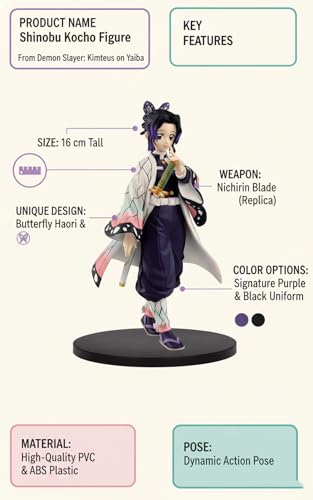 Image of Shinobu Kocho Action Figure 15 CM Demon Slayer Anime Collectible Collectibles | PVC Anime Action Figure for Fans & Adults - Shinobu Kocho - 15 CM