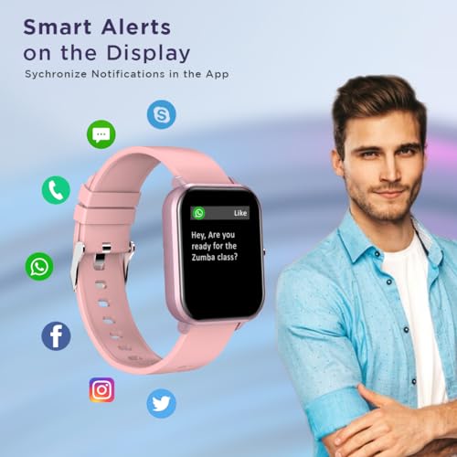 Image of pTron Force X11 Bluetooth Calling Smartwatch with 1.7 inch Full Touch Color Display, Real 24 /7 Heart Rate Tracking, Multiple Watch Faces, 7Days Runtime, Health /Fitness Trackers & IP68 Waterproof (Pink)