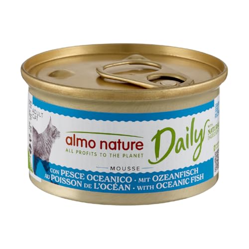 Almo Nature Daily - Nassfutter für Erwachsene Katzen - Mousse - Ozeanfisch - 85 g, Packung mit 24