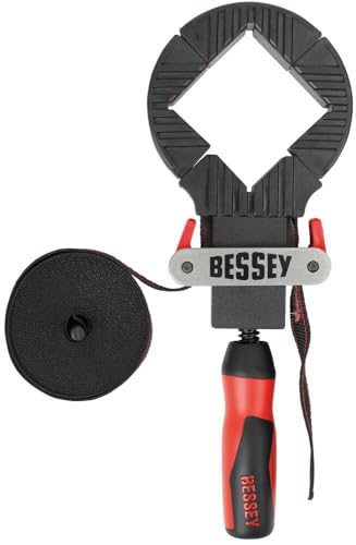 BESSEY Bandspanner BAN400, Rechtwinklige Werkstücke mit 4 Kunststoffecken spannen, Gleichmäßiger Druck auf alle 4 Ecken, Gewicht 0,54 Kg