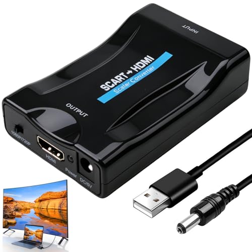 DUSEKI Convertisseur Peritel vers HDMI avec Câble USB 720p/1080p Adaptateur Péritel vers HDMI Plug and Play pour TV Moniteur Projecteur, Peritel HDMI pour...