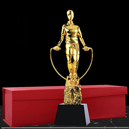 Touw Skipping Competition Trofee, Gouden trofee met geschenkdoos, eer van winnaars, trofeeën kunnen worden aangepast, getuigenis van winnaars (Color : 3 piece set, Size : 29 * 8cm) - Image 5