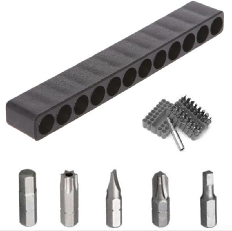 10/12 Hole Hex Shank Bit Holder Screwdriver Storage Case 1/4 Inch Drill Bits Black Organizer Tool Box Workshop Garage(12 holes)