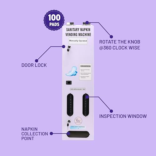 Image of By VP Industries (Manual Operated | Capacity-100 Pads) Sanitary Napkin Vending Machine Vartical | Operates by inserting a 5 Rs coin and rotate a knob @ 360 degrees to dispense a napkin