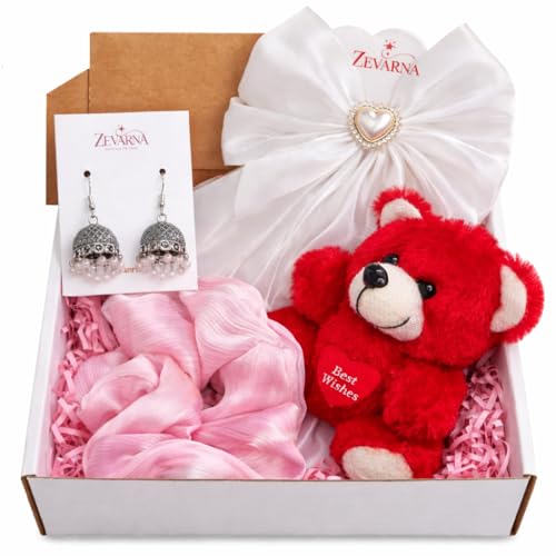 Zevarna Gift Hamper for Girls with Earrings, Scrunchie & Soft Toy - Image 2