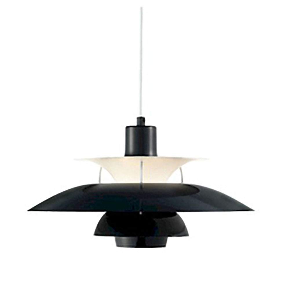 KXEcoLife Nordic Design Chandelier for Restaurant, Bar, Café - 50cm Black Aluminum Single-Head Candelabra, Simple Button Bedroom & Nightstand