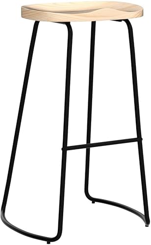 Miniatura 4 de HeuGah Juego de 3 taburetes de bar de 30 pulgadas, taburete de madera con altura de mostrador asiento tipo silla de montar taburetes de bar sin