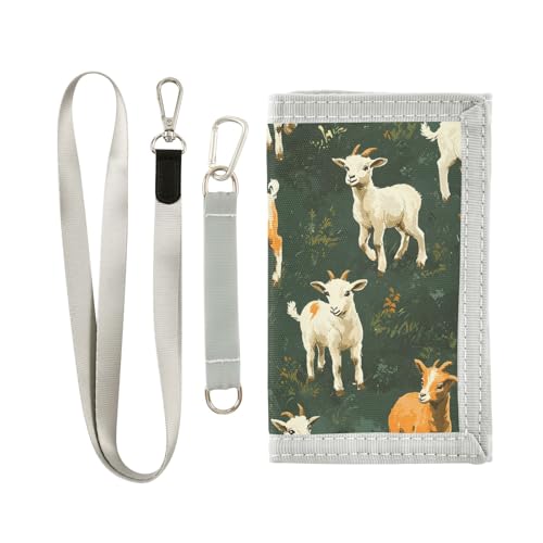 ALAZA Kids Wallets for Boys Girls Toddler Trifold Wallet Children Small Goat Grass with Zipper Coin Pocket