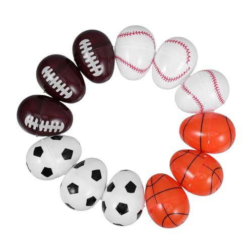 NIYANGLE Sports-themed Basketball Soccer Football 12pcs Fillable Plastic Eggs for Boys and Girls' Play