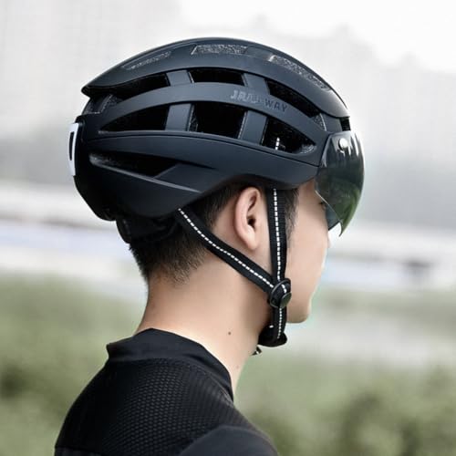 Casco con pantalla protectora aerodinámico y visera ventilada para ciclismo de ruta 3
