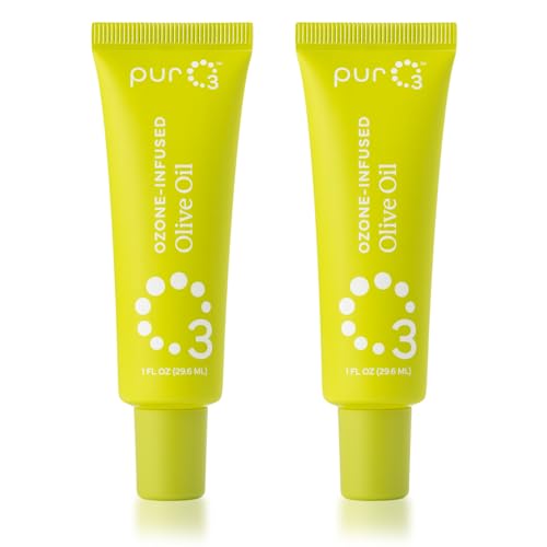 PurO3 Ozone-Infused Olive Oil Pure Natural Organic Skincare for Face & Body Oxygenated Healing Lotion for All Skin Types O3 Therapy Oil 1 oz Travel Size Tube